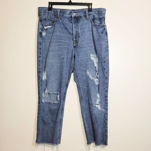 Old Navy High Rise Slouchy Straight Distressed Jeans 16